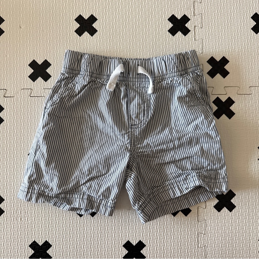 Carter's blue and White striped Elastic-Waist cotton Shorts size 24m